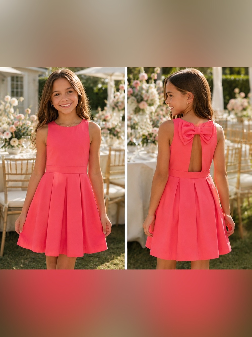 Jacadi Coral-Pink Sleeveless Pleated Dress